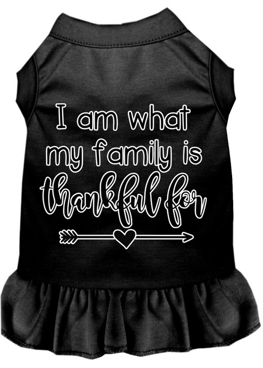 I Am What My Family is Thankful For Screen Print Dog Dress Black XXL